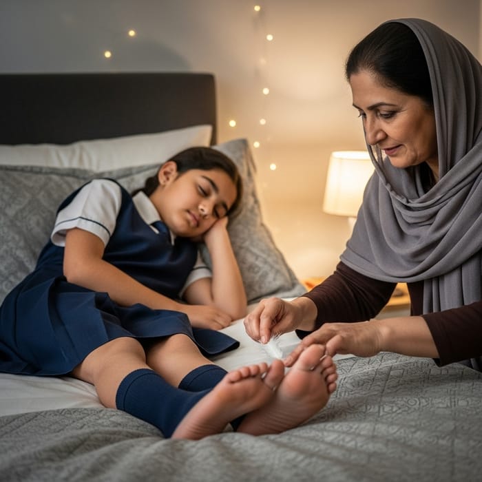 12-Year-Old Girl Asleep in School Uniform with Mother's Feather-Tickle 12-Year-Old Girl Asleep in School Uniform with Mother's Feather-Tickle