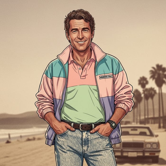 Vintage Art: Thomas Mark Harmon Portrait in 1980s Style