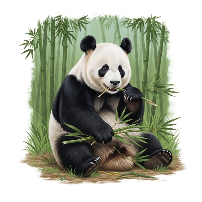 Panda Bear in Tranquil Bamboo Habitat Panda Bear in Tranquil Bamboo Habitat