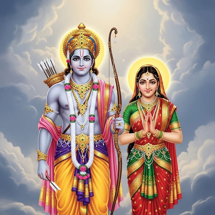Divine Depiction of God Rama and Seetha Divine Depiction of God Rama and Seetha