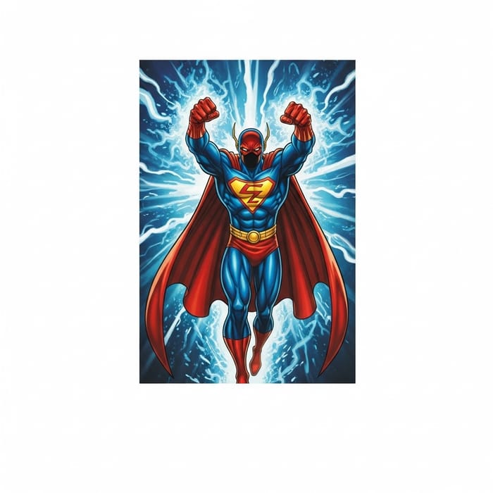 Dynamic Superhero in Action Pose | Vibrant Comic Book Colors Dynamic Superhero in Action Pose | Vibrant Comic Book Colors
