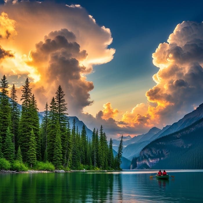 Tranquil Sunset Over Lake and Mountains Tranquil Sunset Over Lake and Mountains