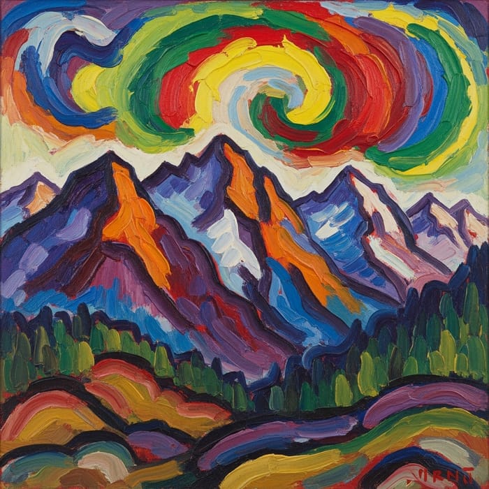Majestic Mountain Landscape Painting - Abstract Expressionist Art Majestic Mountain Landscape Painting - Abstract Expressionist Art