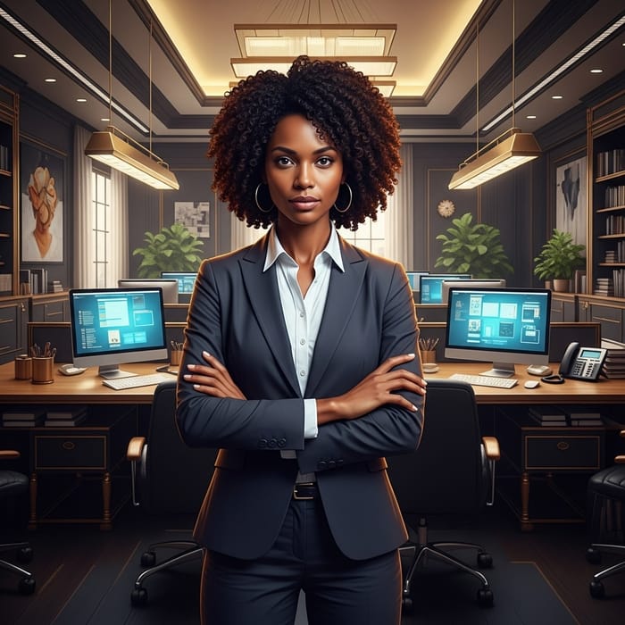 Confident Black Businesswoman in Elegant Office | Luxurious Environment