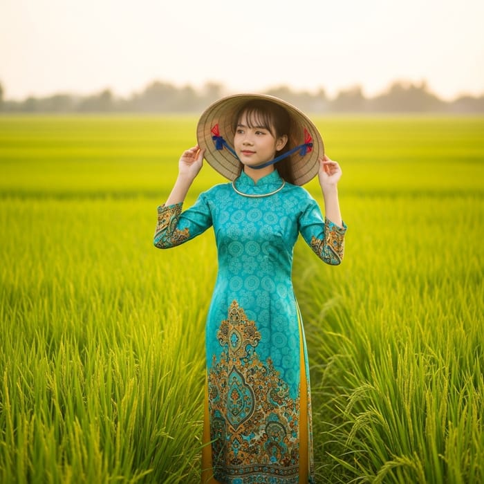 Vietnamese Girl in Traditional Ao Dai Dress Vietnamese Girl in Traditional Ao Dai Dress