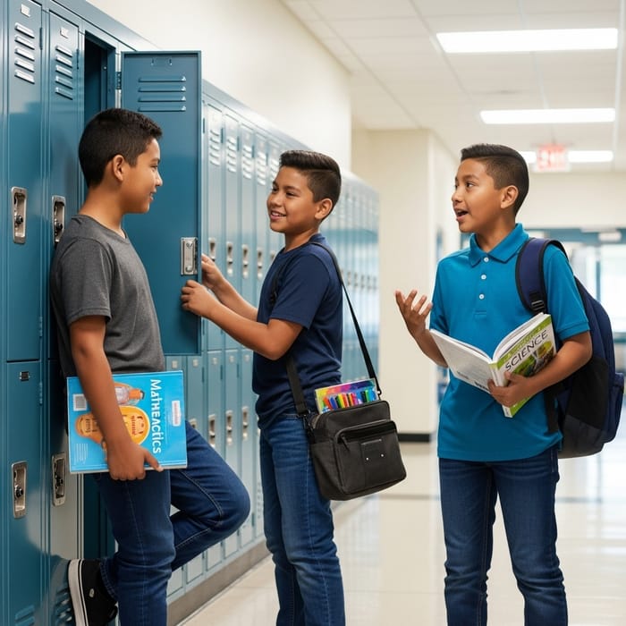 Native American Middle School Boys Enjoying School Life Native American Middle School Boys Enjoying School Life