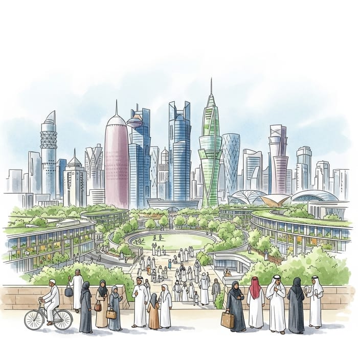 Qatari Sustainable Development in Modern Cityscape