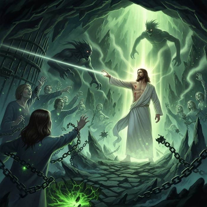 Jesus' Empowered Descent to Defeat Satan in Hell Jesus' Empowered Descent to Defeat Satan in Hell