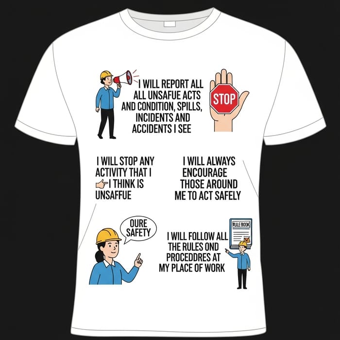 HSSE T-shirt Design | Safety Behaviors Illustration HSSE T-shirt Design | Safety Behaviors Illustration