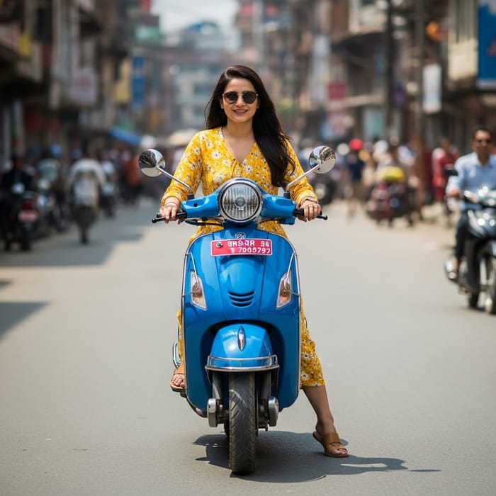Stylish Nepali Girl Riding a Scooter in Summer Stylish Nepali Girl Riding a Scooter in Summer