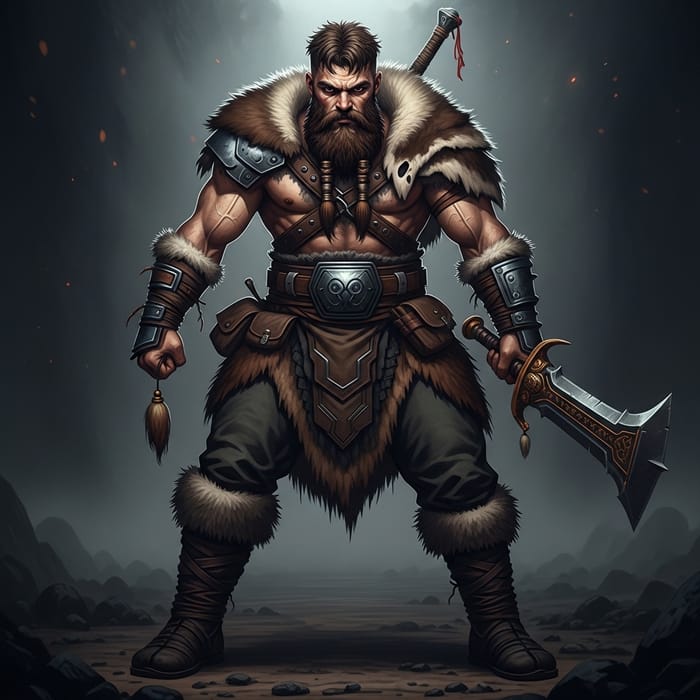 Burly Bearded Barbarian in Grimdark Style Burly Bearded Barbarian in Grimdark Style