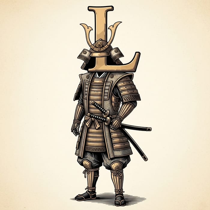 Anime-Inspired Samurai Art with Majestic 'L' Head