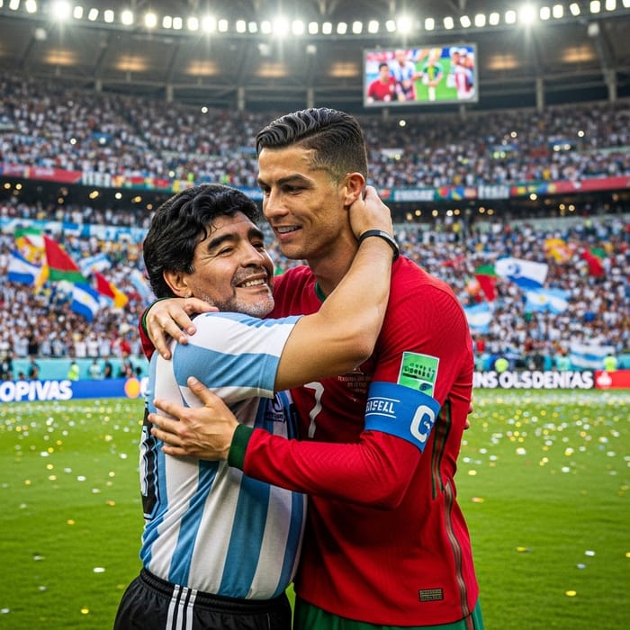 Diego Maradona and Cristiano Ronaldo Heartwarming Embrace