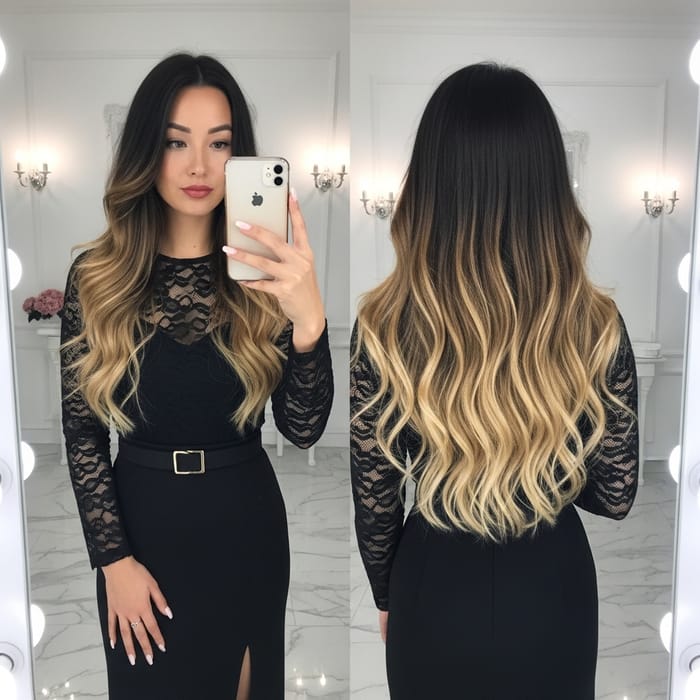 Stunning Ombre Hair: Half Caucasian Half Asian Woman