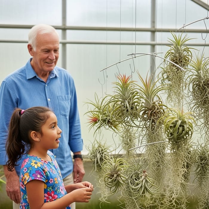 Greenhouse Exploration: Air Plants & Girl in Colorful Dress Greenhouse Exploration: Air Plants & Girl in Colorful Dress