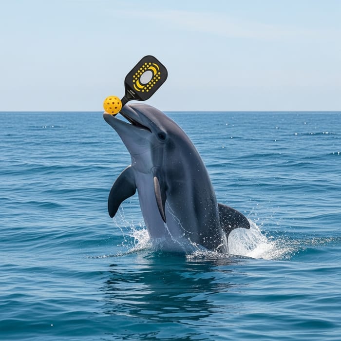 Dynamic Dolphin with Pickleball Paddle in 4K