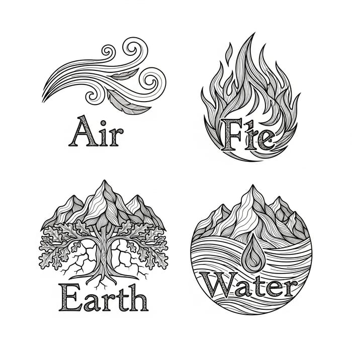 Elemental Symbols: Air, Fire, Earth, Water Elemental Symbols: Air, Fire, Earth, Water