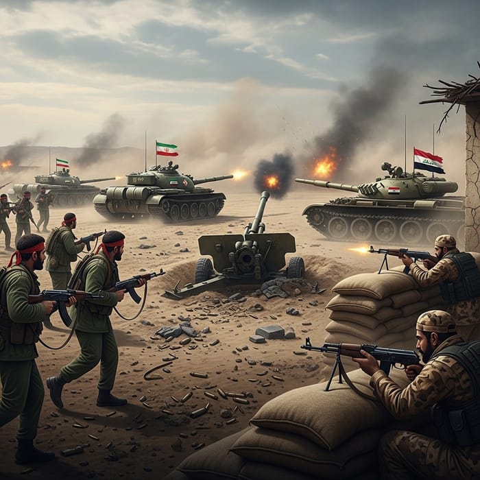 Iran-Iraq War: Historical Clash of Armies in Desert Setting Iran-Iraq War: Historical Clash of Armies in Desert Setting