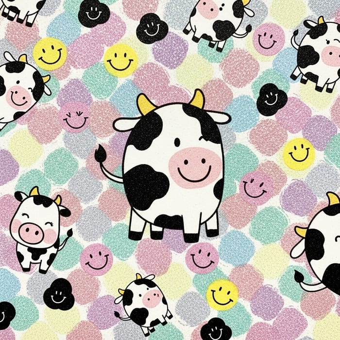 Bright and Cheerful Cow-Themed Pastel Backdrop Illustration Bright and Cheerful Cow-Themed Pastel Backdrop Illustration