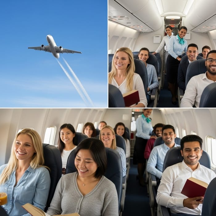 Airplane Ascending | Happy Passengers Inside Enjoying Comfort