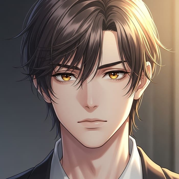 Radiant Anime Boy with Curtain Bangs | Free-Spirited Charm