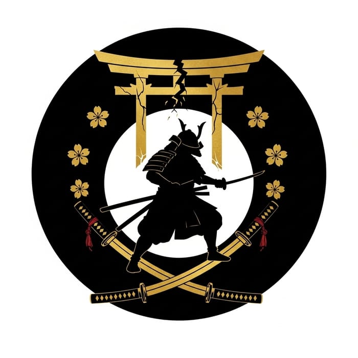Ronin Samurai Logo | Gold Black Theme - 7 Swords & Blood Ronin Samurai Logo | Gold Black Theme - 7 Swords & Blood