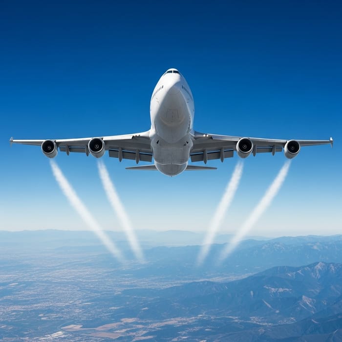 Detailed Illustration of Boeing 747 Airliner in Sky