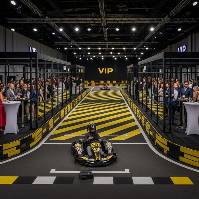 Indoor Electric Go-Kart Circuit with VIP Booths and Champagne Service