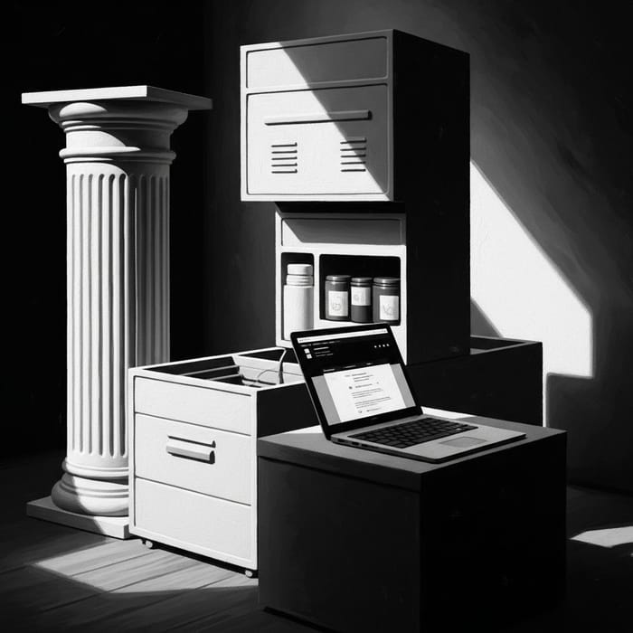 Vintage Black-and-White Poster Illustration for Responsive Website