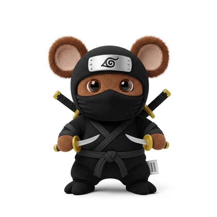 Cheburashka Ninja Plush Toy with Martial Arts Pose Cheburashka Ninja Plush Toy with Martial Arts Pose