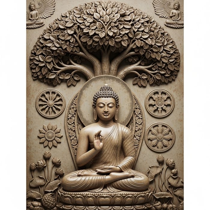 Gautam Buddha Meditating Under Bodhi Tree | Gandhara Art