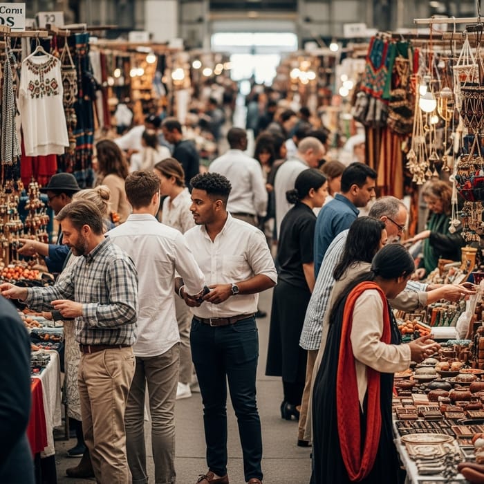 Diverse Barter Trade People: Cultural Exchange Market