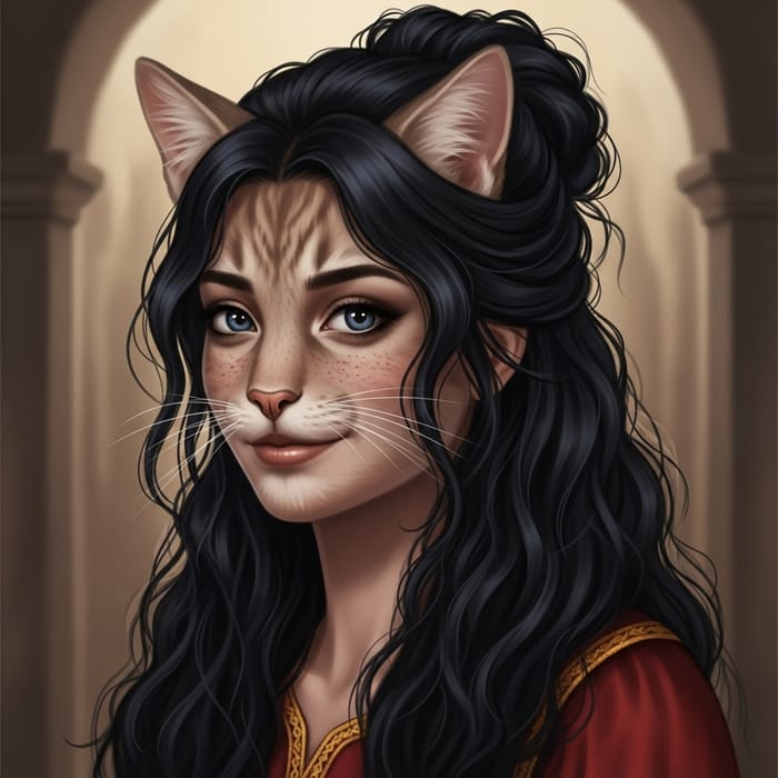Cat Face Lady: Enchanting Middle-Eastern Woman with Feline Features Cat Face Lady: Enchanting Middle-Eastern Woman with Feline Features