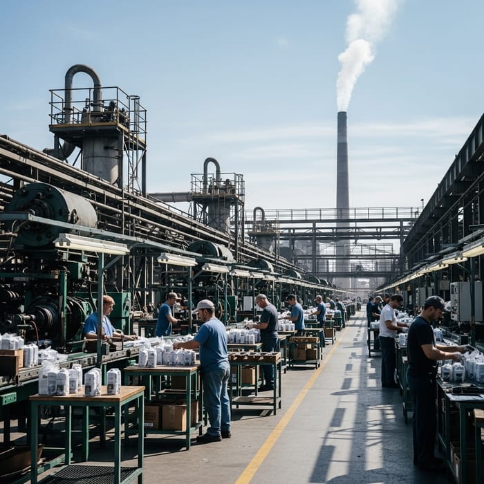 Dynamic Factory Scene: A Day in the Life of Industry