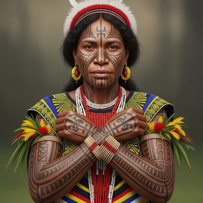 Papua New Guinea Woman: Traditional Attire & Tribal Tattoos Papua New Guinea Woman: Traditional Attire & Tribal Tattoos
