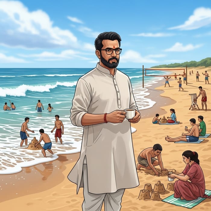 Indian Politician Modi Ji Relaxing on Beach