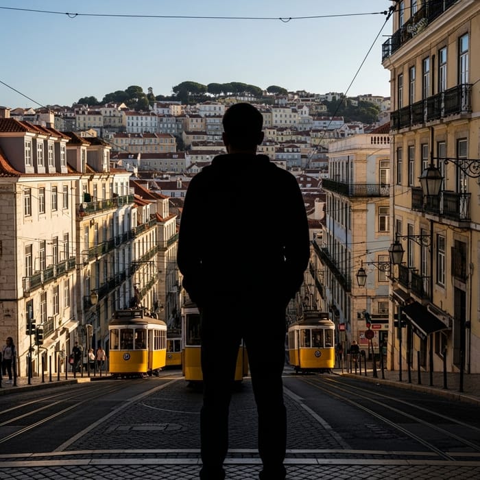 Silhouette in Lisbon City Center | Enchanting Sunset Glow View