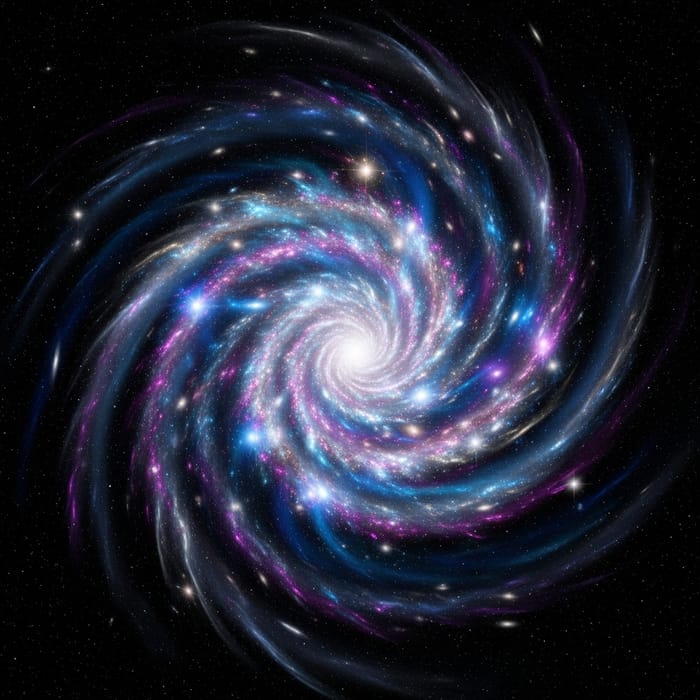 Galaxy Abstract Art | Celestial Swirls in Blues, Purples & Silvers