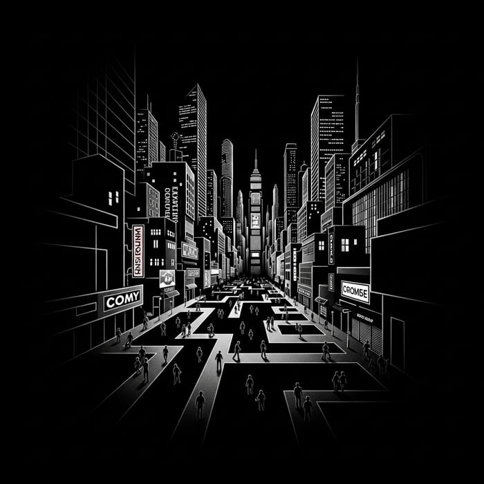 Black Abyss Metropolis: Urban Cityscape and Labyrinthine Corridors Black Abyss Metropolis: Urban Cityscape and Labyrinthine Corridors