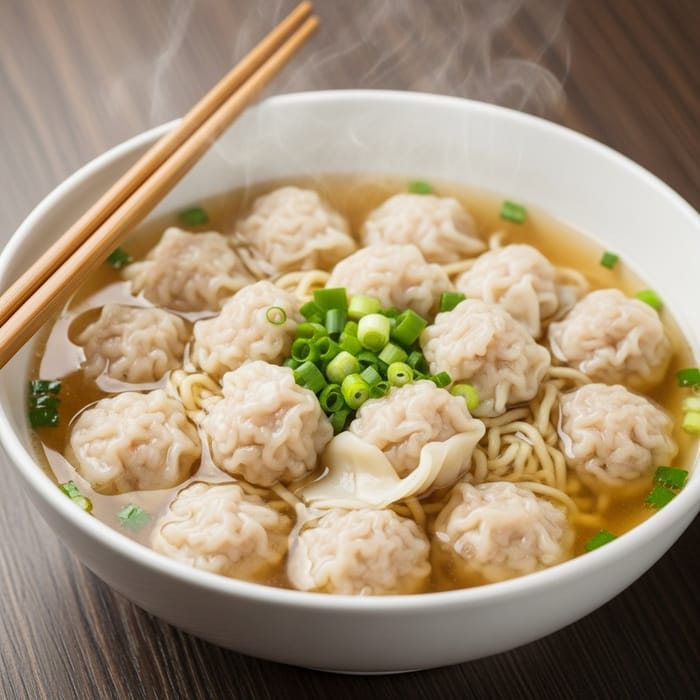 Authentic Steaming Wonton Noodle Soup