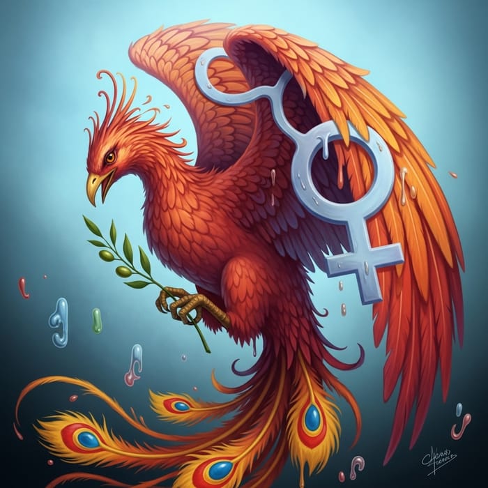 Surreal Phoenix: Fantastical Feathers & Dreamlike Femininity