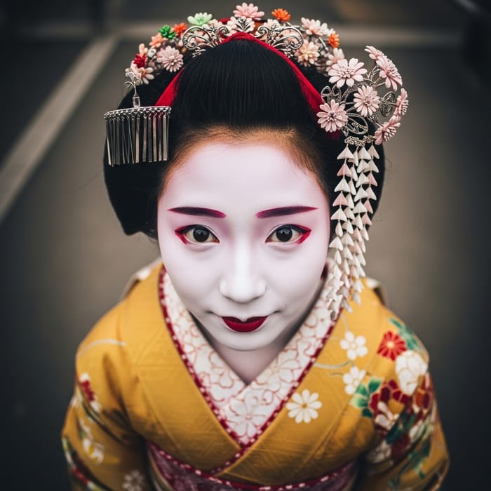 Vibrant Portrait of a Traditional Geisha in Kimono Vibrant Portrait of a Traditional Geisha in Kimono