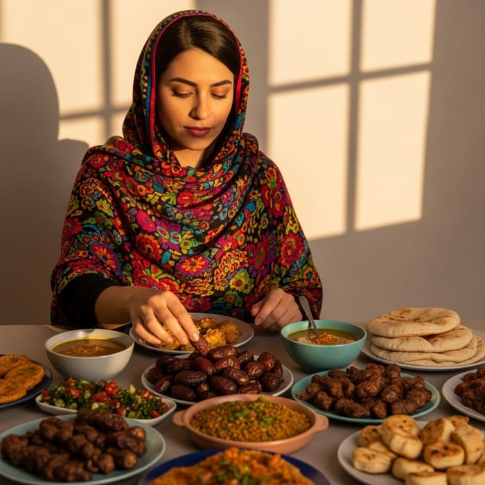 Person Reaching for Date at Iftar Person Reaching for Date at Iftar
