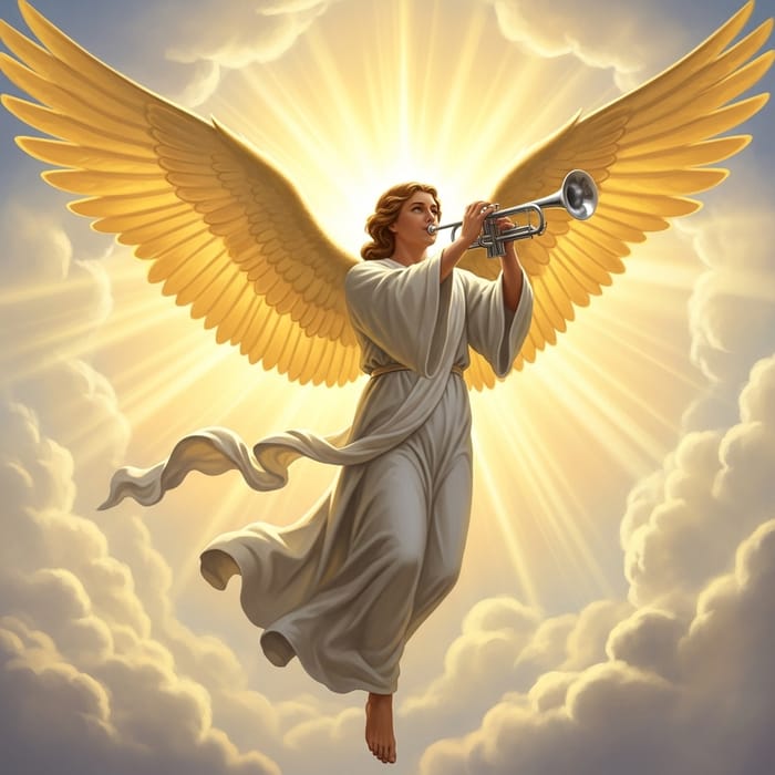Golden Angel in Sunlit Skies Golden Angel in Sunlit Skies
