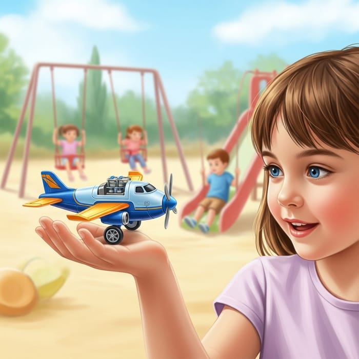 Captivating Scene: Colorful Toy Airplane on Child's Palm