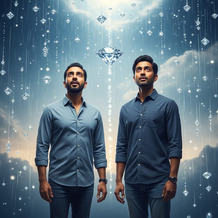 Diamond Rain Avatar: Two Guys Amidst Falling Diamonds