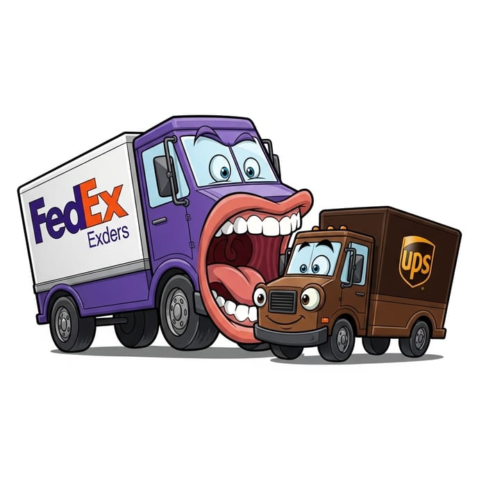 Funny FedEx Eats UPS Illustration
