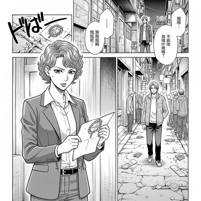 Intriguing Manga Panel: Israeli Female Detective and Asian Male in Tense Scene