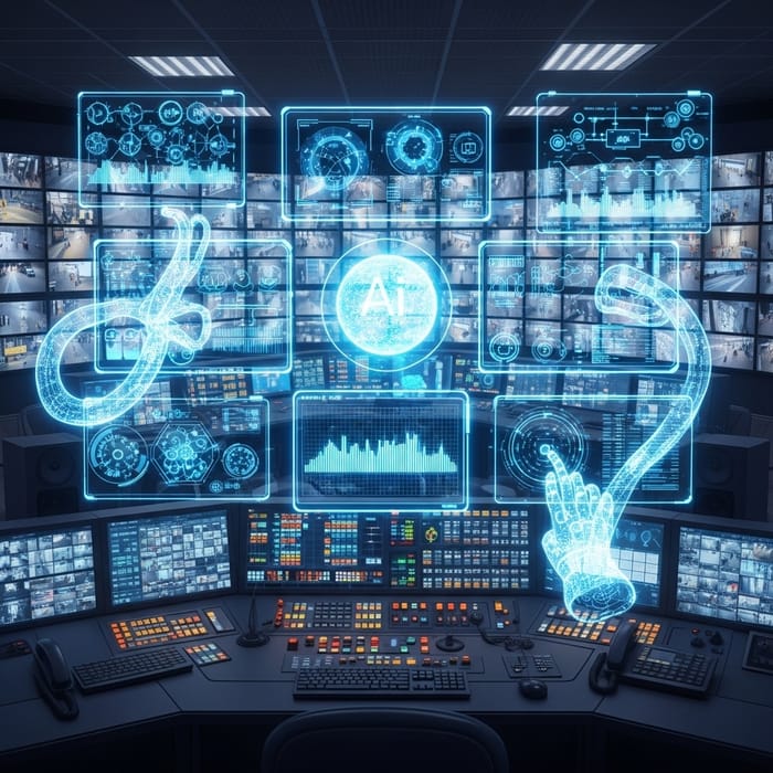 AI CCTV Operator in Control Room | Advanced System Operations AI CCTV Operator in Control Room | Advanced System Operations