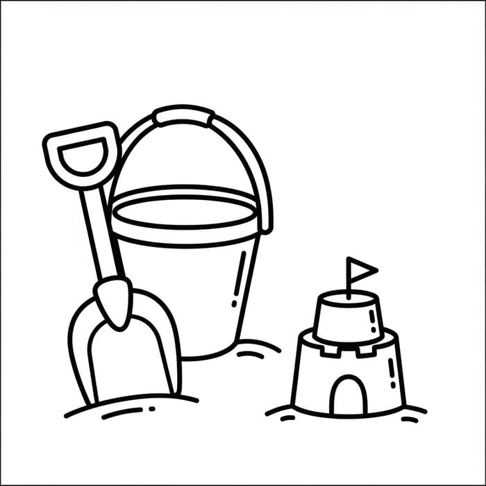 Simple Sand Toys Coloring Page for 2-Year-Old Children Simple Sand Toys Coloring Page for 2-Year-Old Children